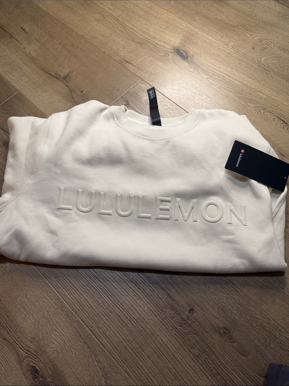 lululemon athletica Men’s Cream Embossed Logo Crewneck Sweatshirt